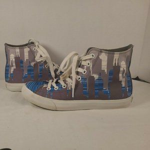 Inkkas Unisex CHICAGO Skyline High Top Shoes Blue grey Women’s 7, Men’s 5 CLEAN